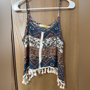Paisley Crop Tank With Adjustable Straps